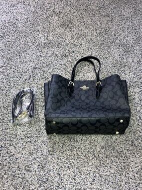 Coach Black Signature Canvas Tote with Detachable Strap